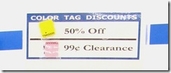 Thrift Store Color Tag Discount Sign